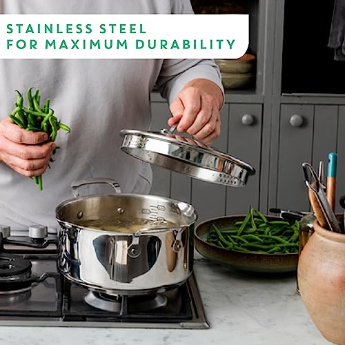 Jamie Oliver by Tefal Cook's Direct, Stainless Steel, Non-Stick Frying Pan 28 cm, Induction Compatible, 10-Year Guarantee, Oven Safe