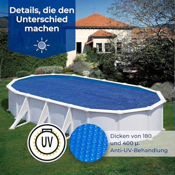 Gre CPROV Insulated Cover for Swimming Pools, Oval 730 x 375 cm blue