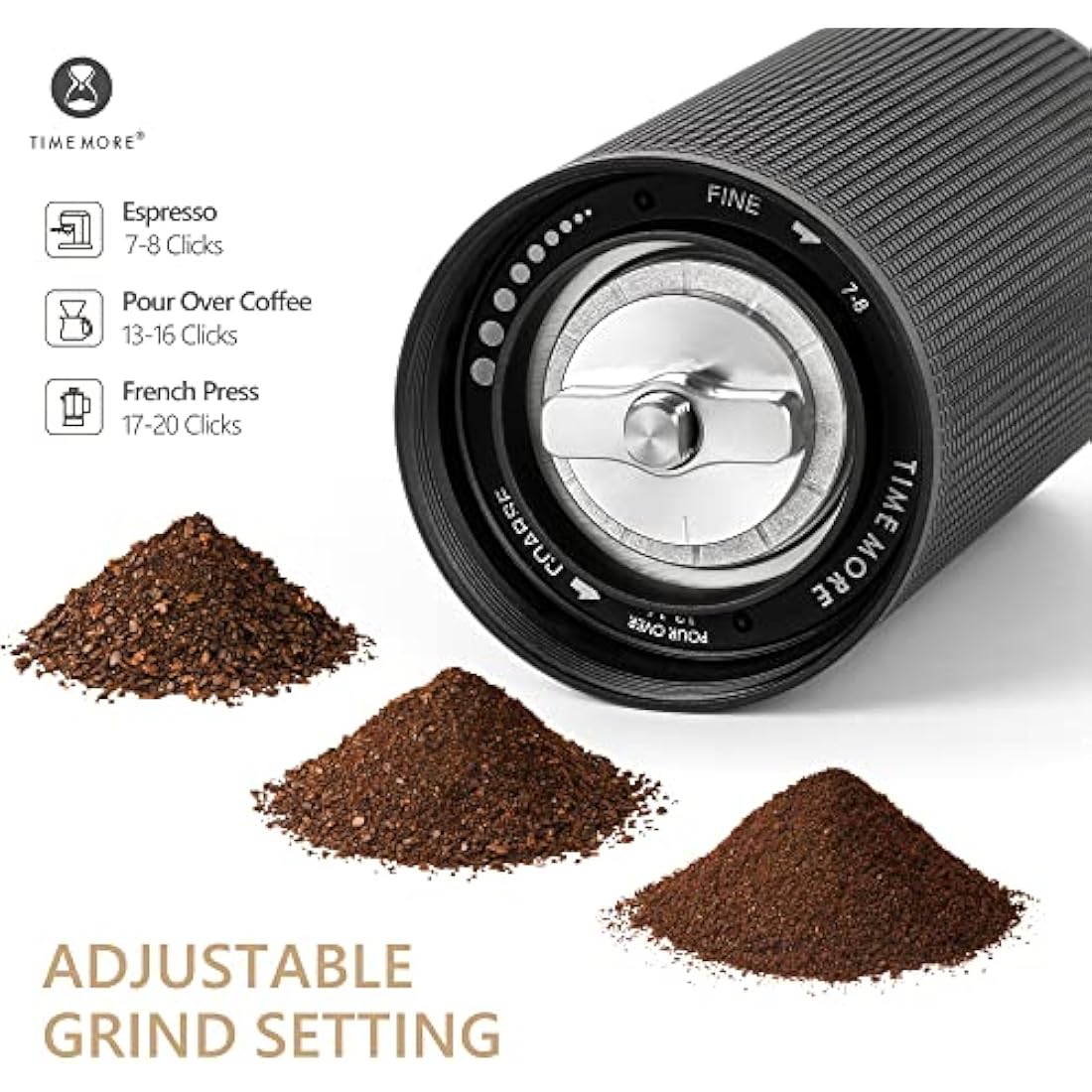 TIMEMORE Chestnut C3S PRO, Coffee Grinder Manual, Upgrade Integrated All-Metal Body, Hand Coffee Grinder with Folding Handle, for Espresso to French Press, Black