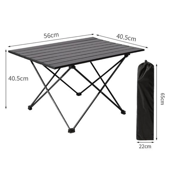 Portable Camping Table, Roll Top Aluminum Folding Lightweight Camping Table with Carry Bag for Picnic, Beach, Fishing, BBQ, Hiking, Fishing (Size L)