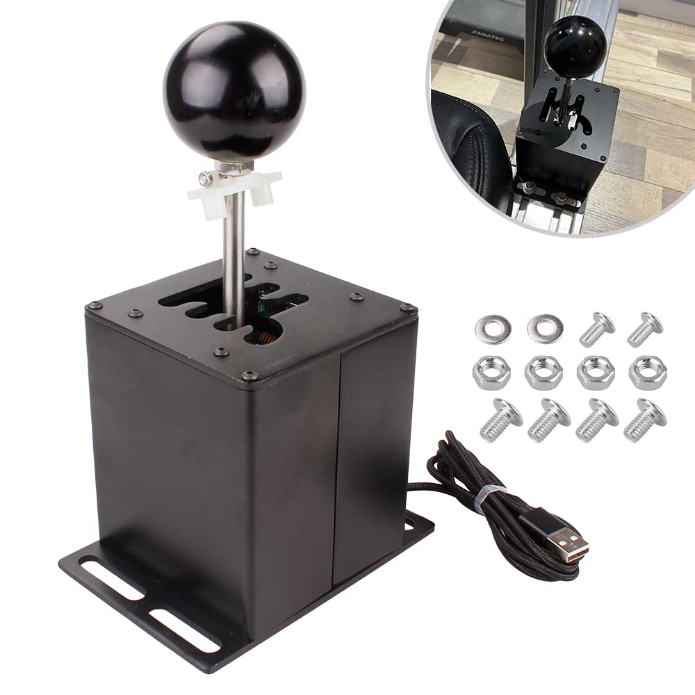 muge racing USB Simulator Shifter, Compatible with Logitech G29 G27 G25 G920 Thrustmaster T300RS/GT Steering Wheel Sequential H Gear Shifter Compatible with ATS ETS Dust WRC Sim Racing Games 7+R