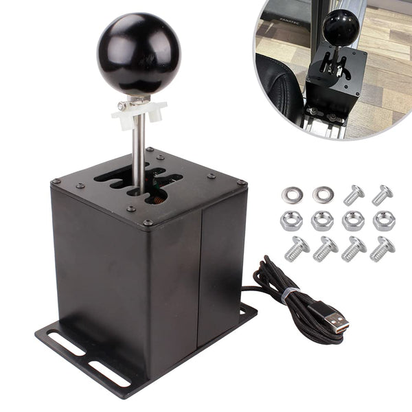 muge racing USB Simulator Shifter, Compatible with Logitech G29 G27 G25 G920 Thrustmaster T300RS/GT Steering Wheel Sequential H Gear Shifter Compatible with ATS ETS Dust WRC Sim Racing Games 7+R