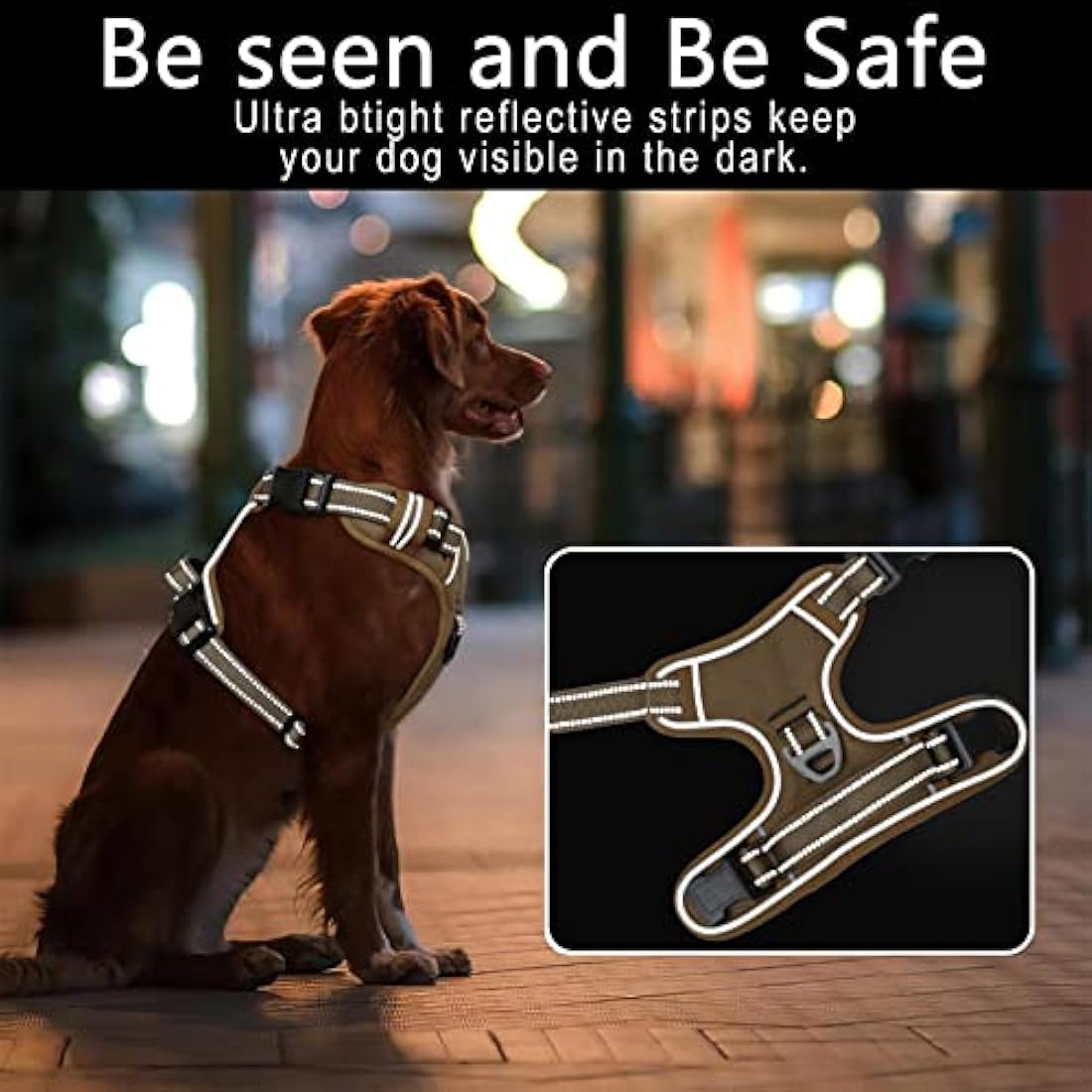 HEELE Dog Harness, No Pull Dog Harness Small, Release on Neck, Front Back Clips Dog Vest Harness Reflective Adjustable Padded, Easy Control Handle for Outdoor Walking Training, Bronze, XS