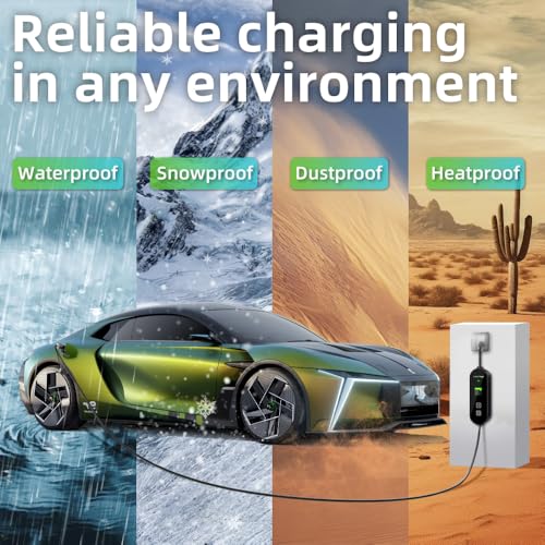 LCLCTEK® EV Charger Cable Type 2 to 3 Pin Plug, Portable UK 3 Pin EV Charger, Electric Car Charger [6/8/10/13A], EV Car Charger with LED Display, IP66 Waterproof, Type 2 Cable EVs and PHEV (8M)