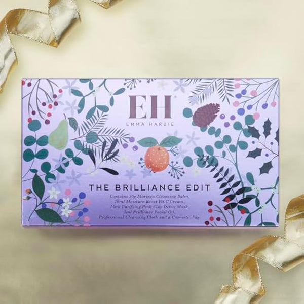Emma Hardie The Brilliance Edit Gift Set, Featuring 4 Luxurious Skin Care Products & a Cleansing Cloth, Packed in a Convenient Cosmetic Bag, Perfect as Holiday Travel Set, Vegan & Cruelty Free