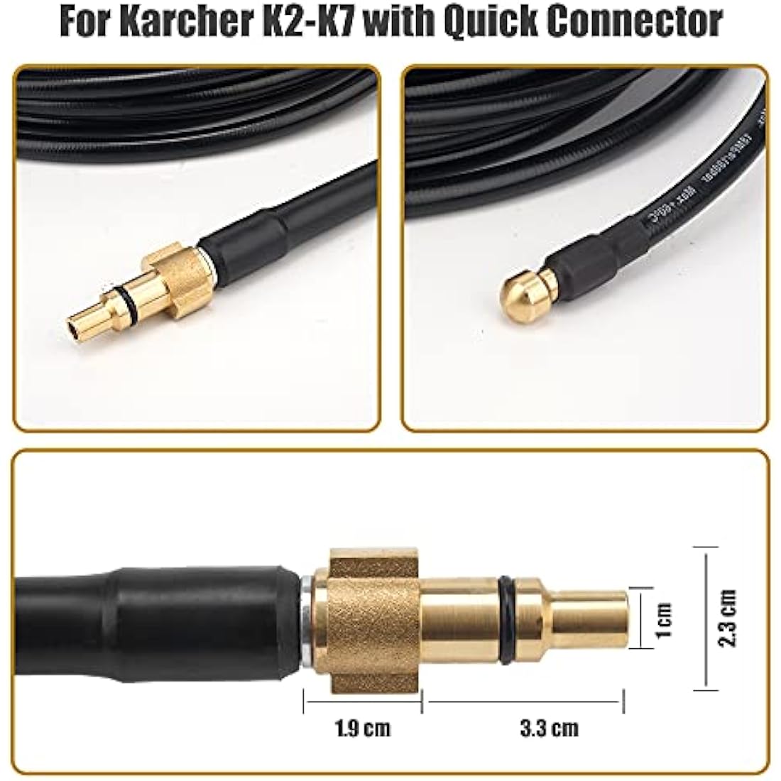 Emoobin Professional High Pressure Drain Pipe 15M/50FT, 2300 PSI / 160 BAR Drain and Pipe Cleaning Hose Kit Compatible for Karcher K-Series (15M)