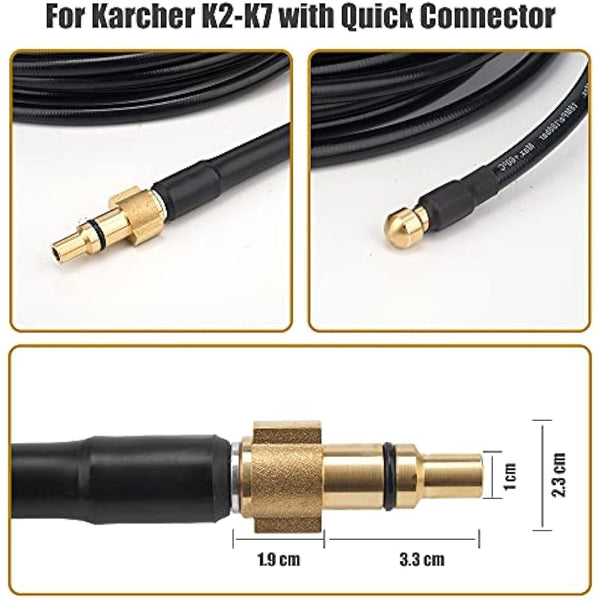 Emoobin Professional High Pressure Drain Pipe 15M/50FT, 2300 PSI / 160 BAR Drain and Pipe Cleaning Hose Kit Compatible for Karcher K-Series (15M)