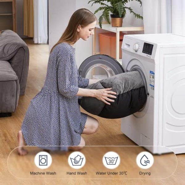 JOEJOY Dog Bed Extra Large - Washable Anti-Anxiety Pet Bed Soft Plush Cat Bed Rectangle Non-Slip Bottom Pet Bed - Small | Medium | Large Size Mattress Mat For Dog, Grey