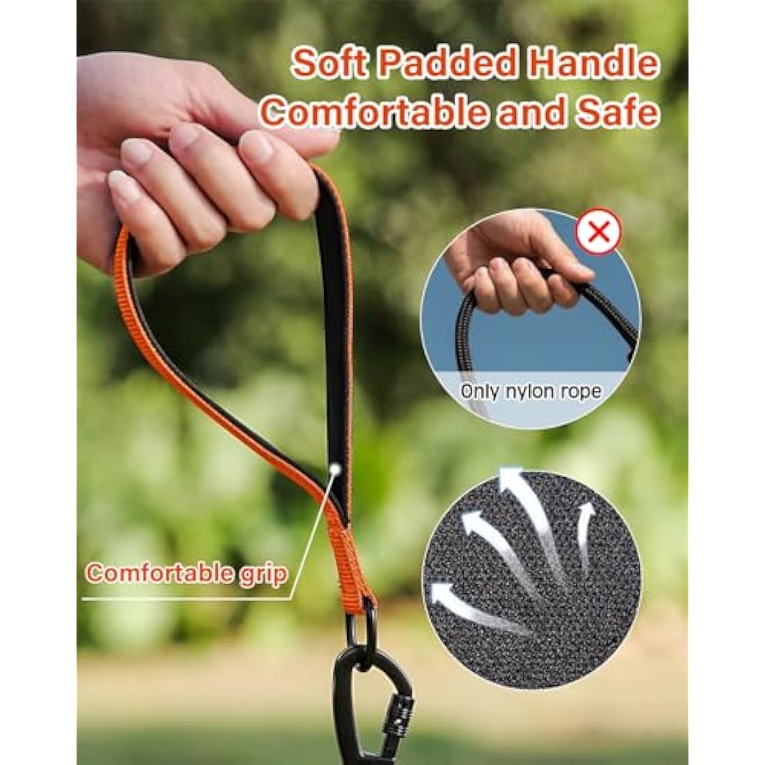 Joytale Training Leads for Dogs, Padded Handle Long Line Dog Lead, 5m 10m 15m 20m Long Leash for Training, Play, Camping, Backyard Tie Out, Orange, 5M