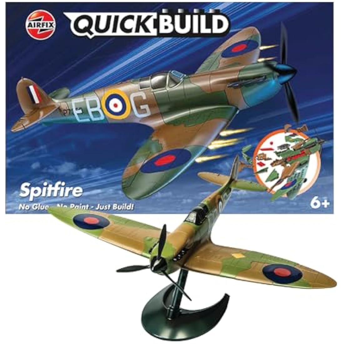 Airfix J6000 Quick Build Spitfire Aircraft Model Kit,Multi-colored,116 millimeters