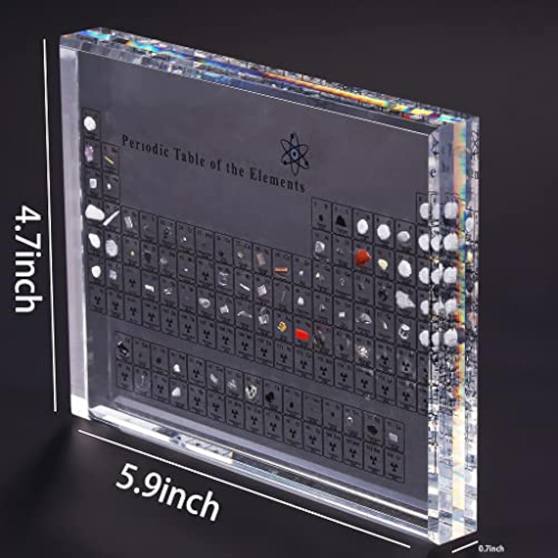 Acrylic Periodic Table Display with Real Elements, Chemical Elements Display,Periodic Table of Elements,Teaching School Day Birthday Gifts