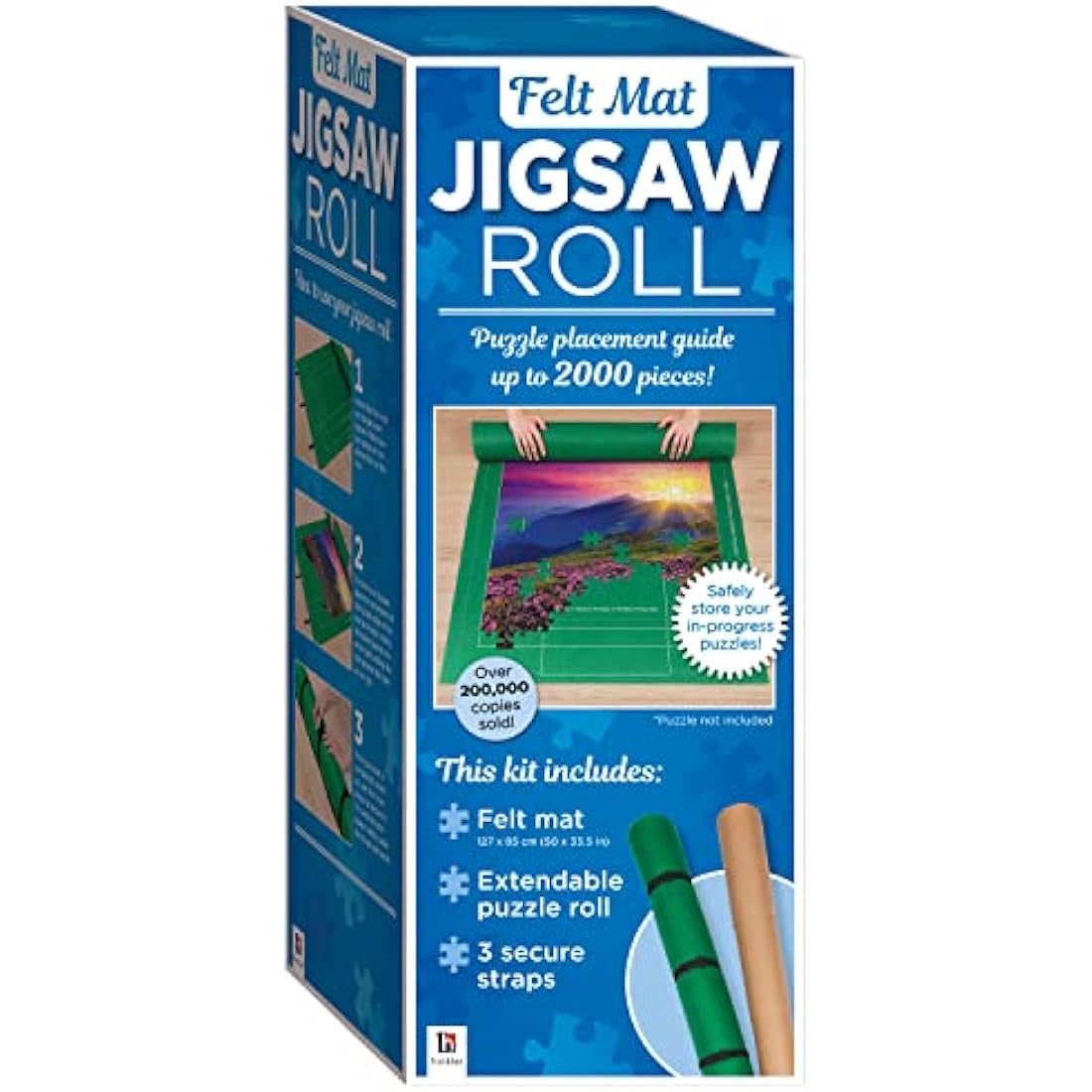 Hinkler - Felt Mat Jigsaw Roll - Puzzle Storage Mat for Jigsaw Lovers - Puzzle Placement Guide - Stores Up to 2000 Pieces - Includes Felt Mat, Roll & Straps - Works with Jigsaw Board