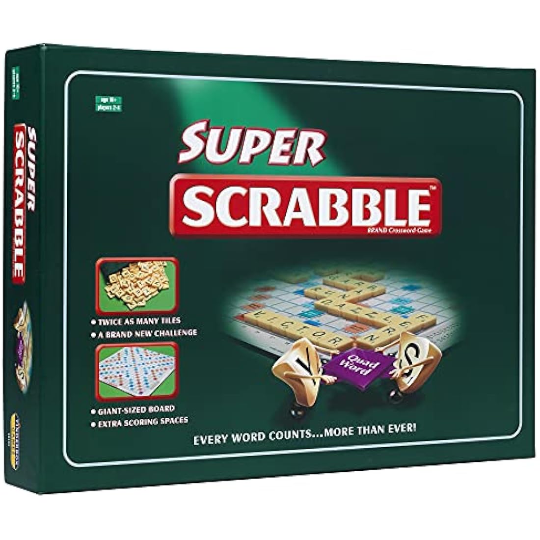 Ideal Super Scrabble: twice as many tiles and a giant-sized board | Classic Games | For 2-4 Players | Ages 10+