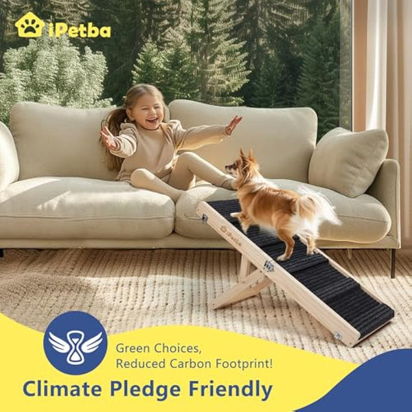 iPetba Dog Ramp for Sofa Bed Car Folding Pet Ramps for Small Dogs Cats Adjustable Height 53cm, Up to 15kg