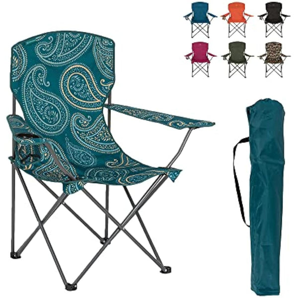 Highlander Camping Chair - Compact & Lightweight Folding Chair, 2.2kg, Portable Chair for Outdoors, Durable Steel Frame Arm Chair with Cup Holder