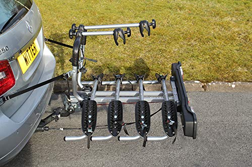 Witter ZX204 Bicyle Bolt-on Towball Mounted Bike Rack for 4 Bikes | Maximum Load of 60kg | Lightboard for 13 Pin Socket