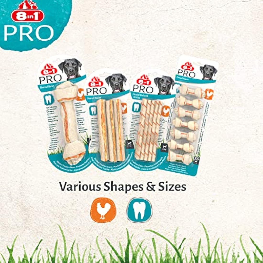 8in1 Pro Dental Twisted Sticks - healthy chew sticks for dogs for dental care, 10 pieces (pack of 1)