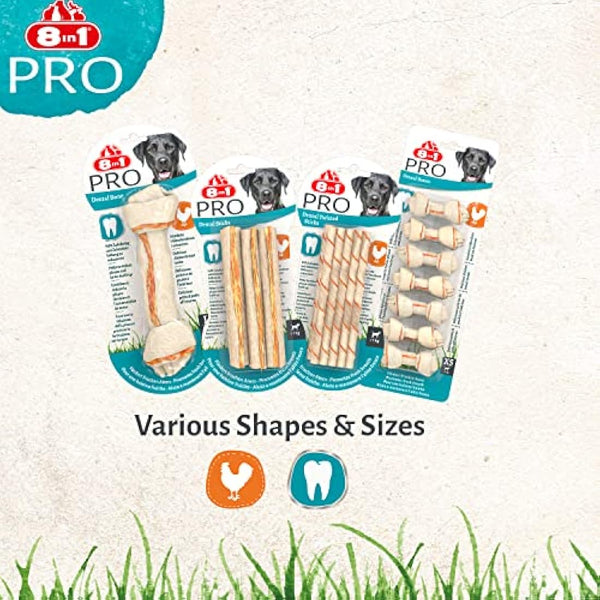 8in1 Pro Dental Twisted Sticks - healthy chew sticks for dogs for dental care, 10 pieces (pack of 1)