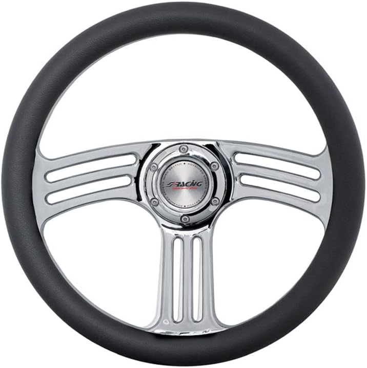 Simoni Racing Steeringwheel Bat 350mm - Black Leather + Chrome/Aluminum Spokes