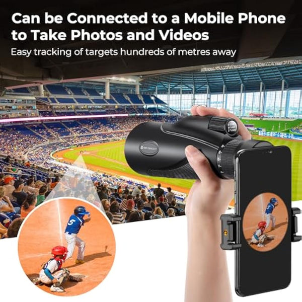 K&F Concept 8-32X50 Zoom Monocular with Cell Phone Holder, Monocular for Adults -BAK4 Prism and FMC Lens - IP66 Waterproof - Great for Birdwatching, Hiking, Hunting, Camping, Traveling, Black