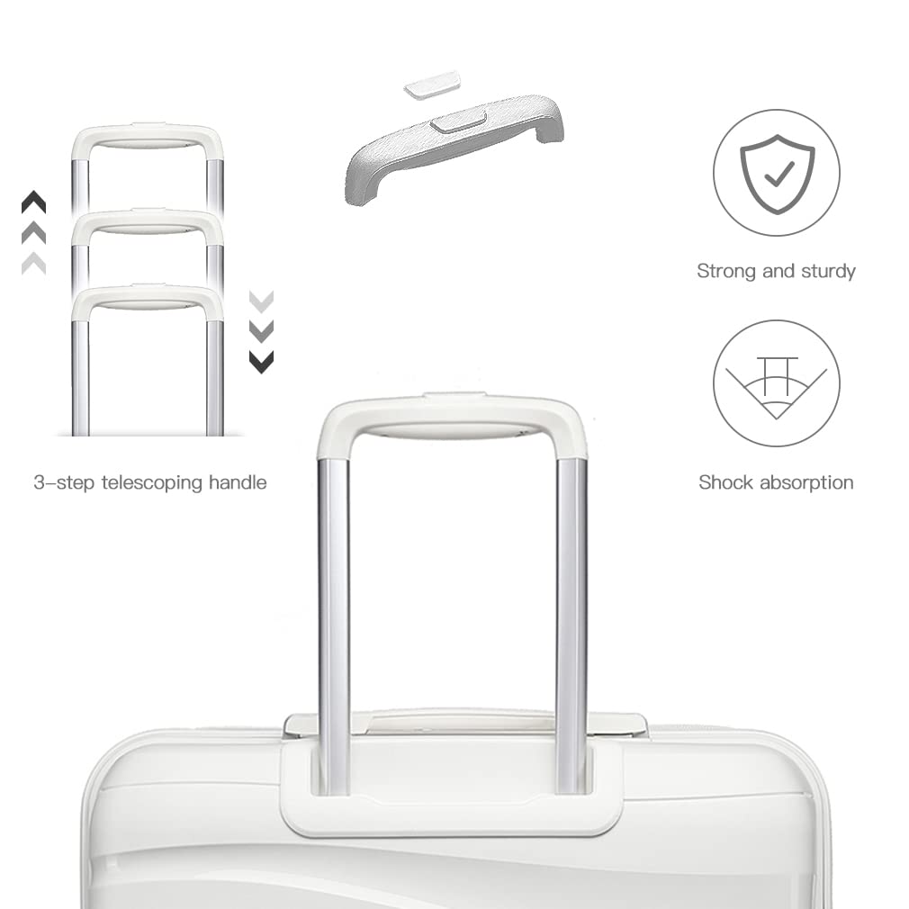 Kono Luggage Sets of 2 Piece Lightweight Polypropylene Hard Shell Suitcase with TSA Lock Spinner Wheels Travel Carry On Hand Cabin Luggage with Beauty Case (Set of 2, Black)