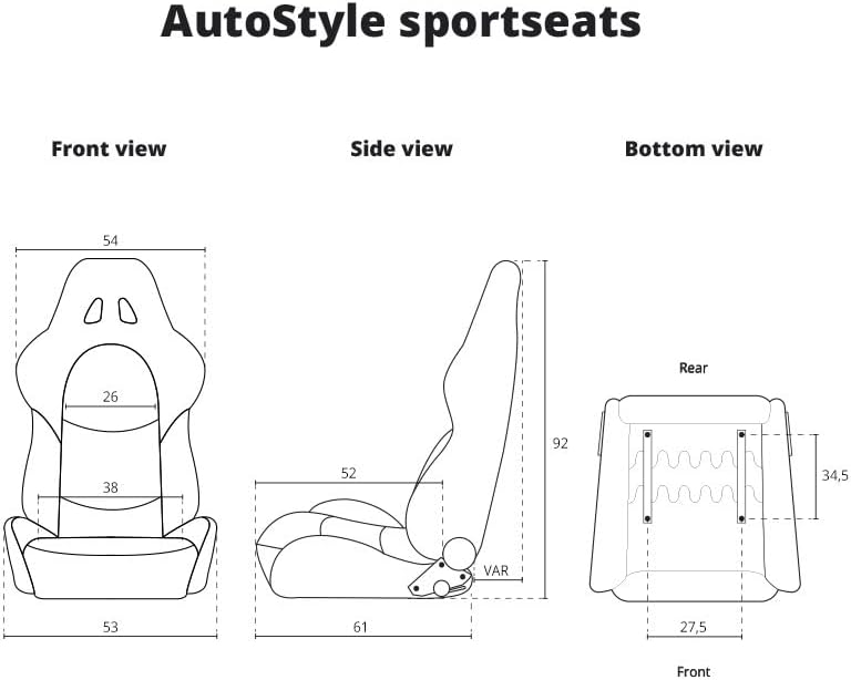 AutoStyle Sport seat 'Retro II' - Black Synthetic leather + Red stitching - Dual-side reclinable back-rest - incl. slides