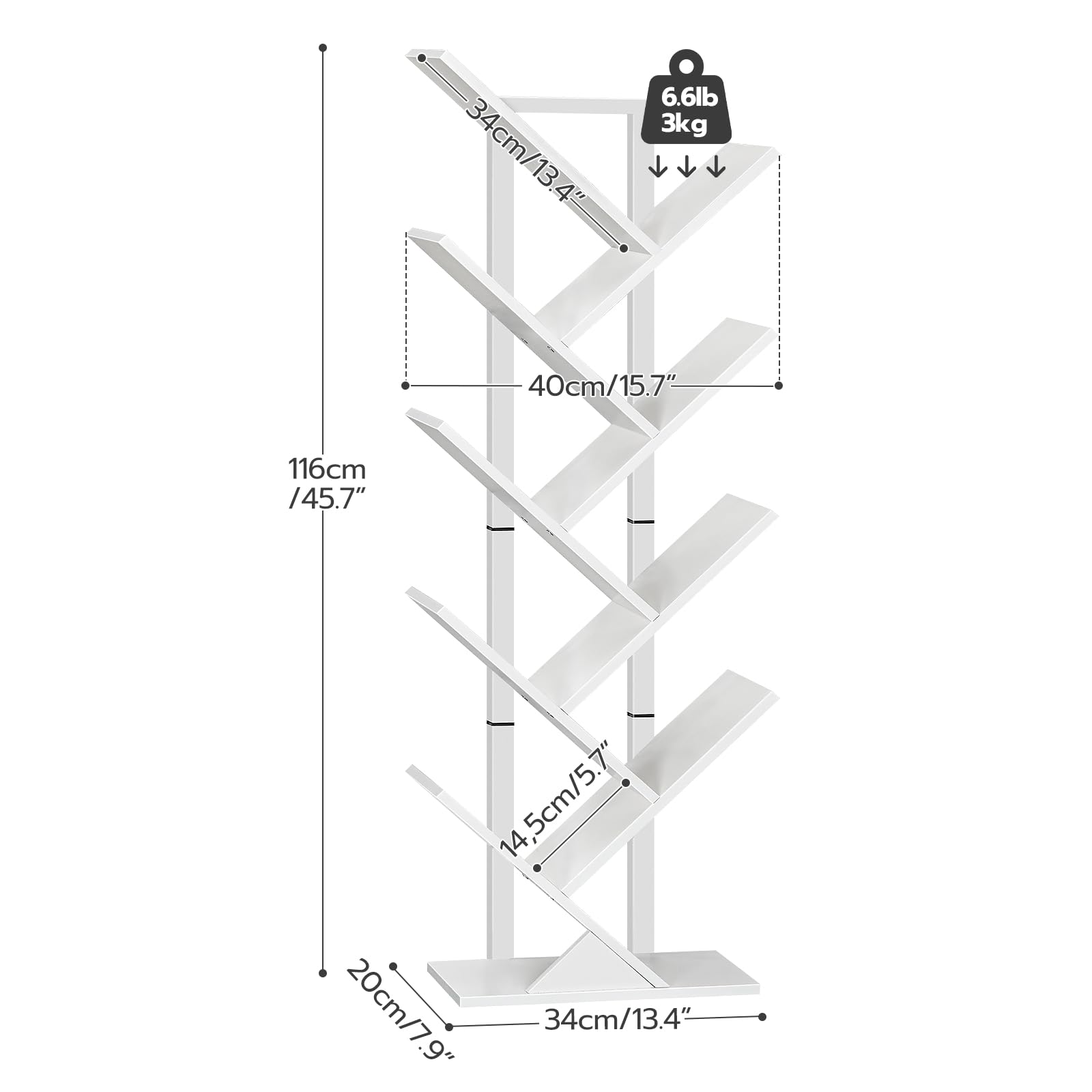 HOOBRO Tree Bookshelf Tall, 9-Tier Floor Standing Book Shelf, Tall Bookcase for CDs Albums, for Living Room, White EWT08SJ01G1