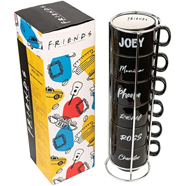 Grupo Erik Mugs Sets of 6 - Friends TV Show Gifts | Stacking Mugs with Stand 5.4 oz - 150ml Coffee Cups Espresso | Cool Gifts for Friends Merchandise