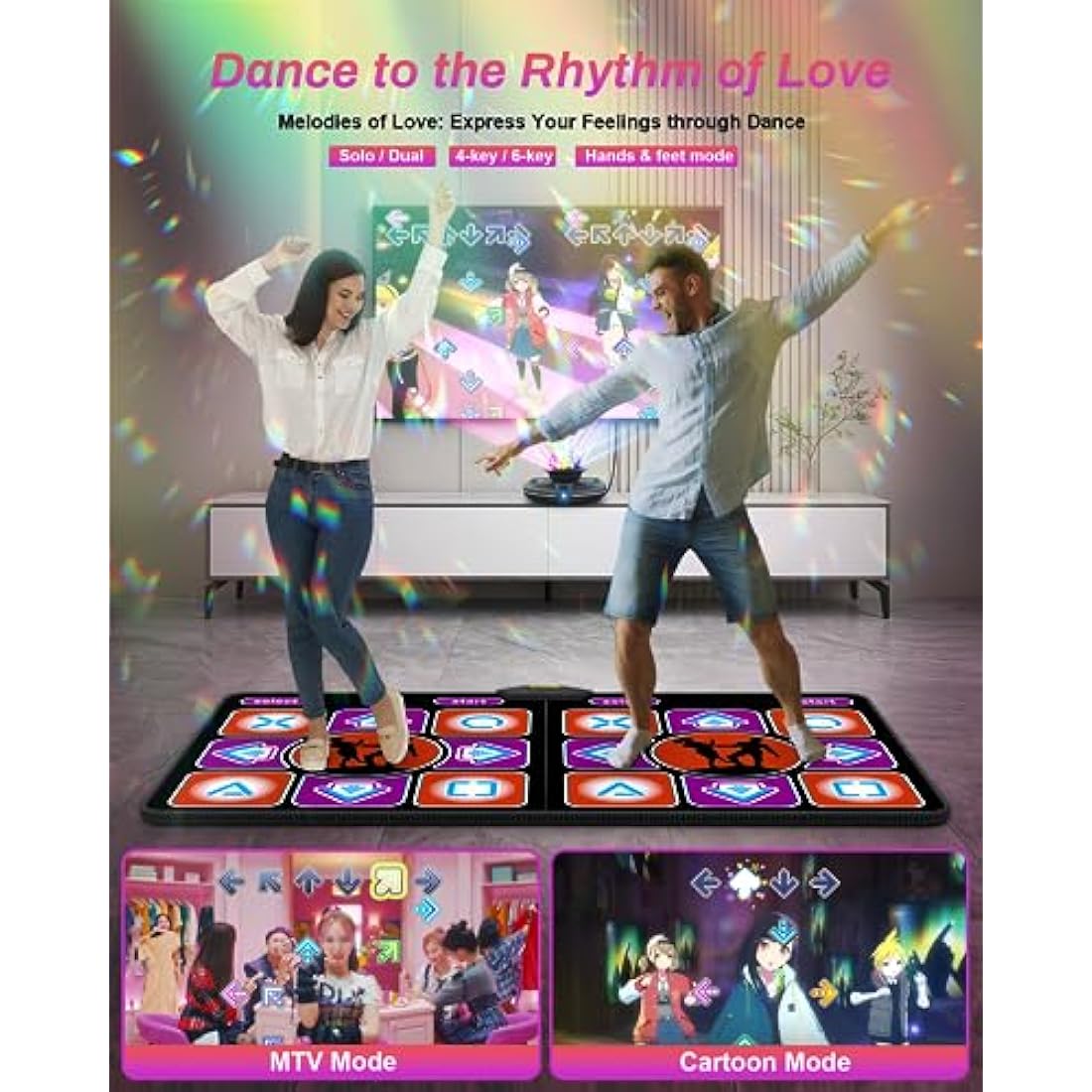 Acelufly Dance Mat, Flannel Dance Mat for TV with Camera, Double Dance Game Mat with Wireless Controller, Non-Slip Dance Pad for Kids Adults, Gifts for Girls Boys