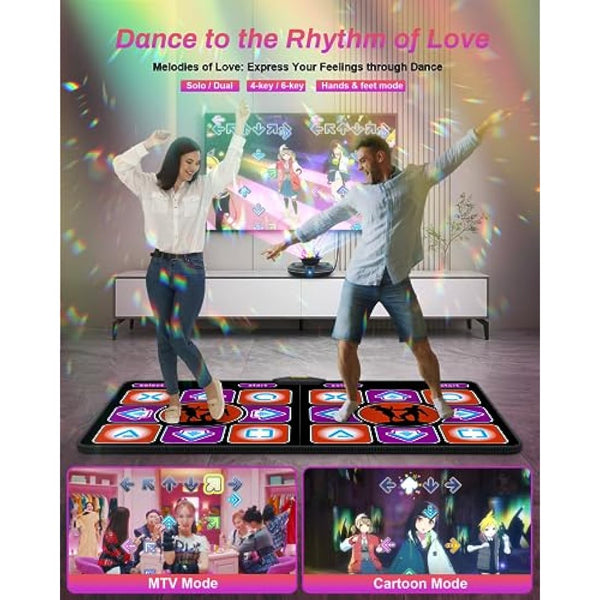 Acelufly Dance Mat, Flannel Dance Mat for TV with Camera, Double Dance Game Mat with Wireless Controller, Non-Slip Dance Pad for Kids Adults, Gifts for Girls Boys