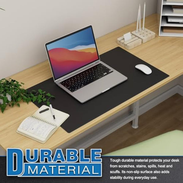 Knodel Desk Pad, Office Desk Mat, 60cm x 35cm PU Leather Desk Blotter, Laptop Desk Mat, Waterproof Desk Writing Pad for Office and Home, Dual-Sided (Black)