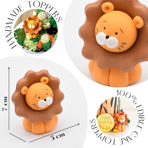 Edible Lion Cake Toppers-3D Sugar Fondant Animal Figure-Kids Birthday Decorations- Handmade Present