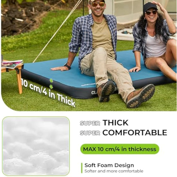 FUNDANGO Self Inflating Camping Mat 10cm Thickness for Camping 3D Portable Blow Up Mattress Silent Sleeping Mat, Soft Air Mattress for Outdoor Tent, Traveling, Guest Bed