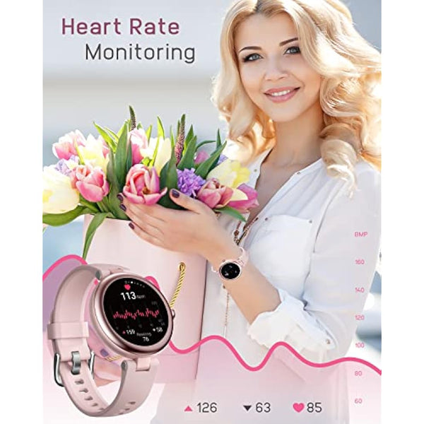 SHANG WING Lynn Smartwatches for Women,1.1inch Display Screen Fitness Watch for Women,Small Stylish Smart Watch with Pedometer Sleep Monitor SpO2-Monitor Heart Rate Fitness Watch for Android iOS