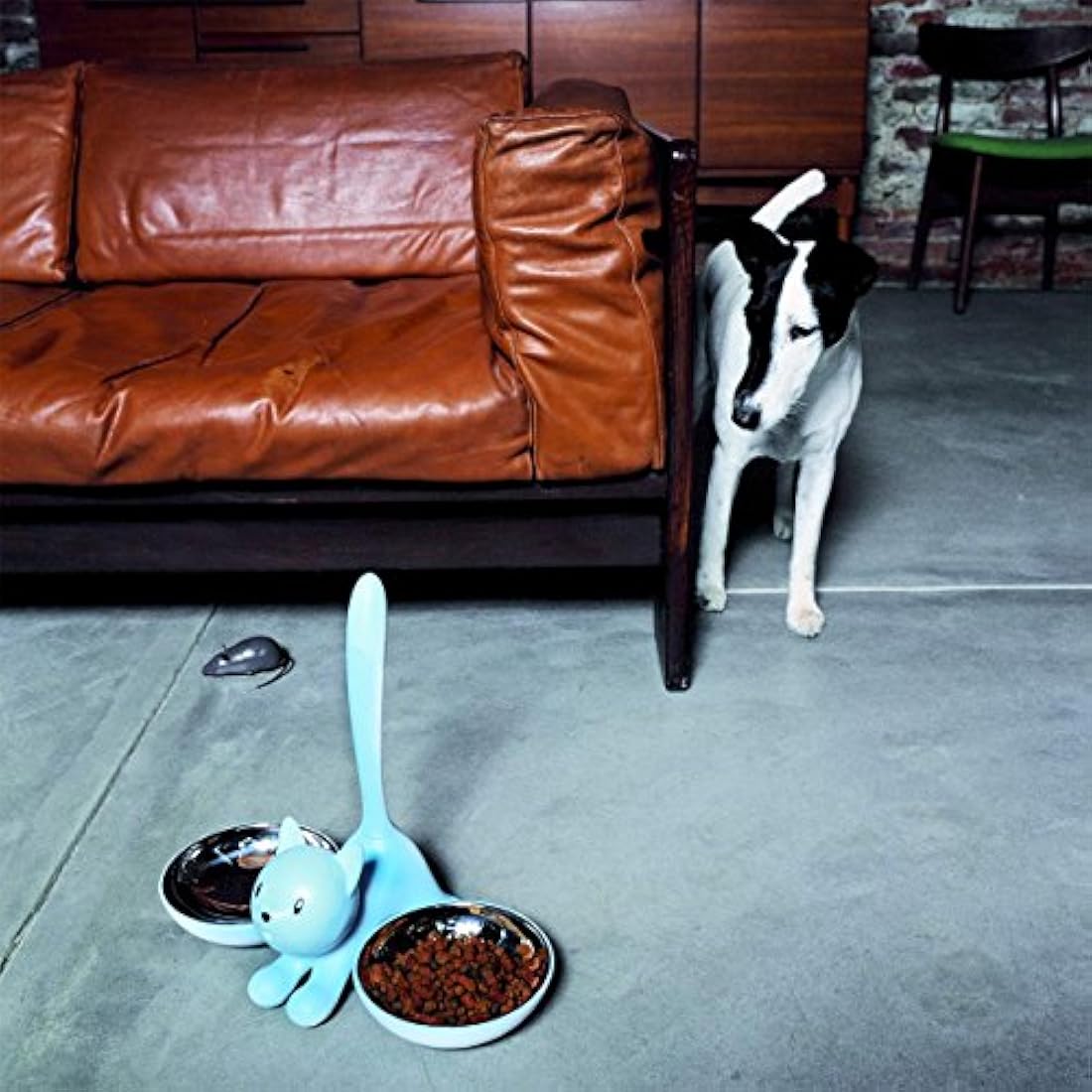 Alessi | Tigrito AMMI09 B - Design Cat Bowl, 18/10 Stainless Steel and Thermoplastic Resin, Black