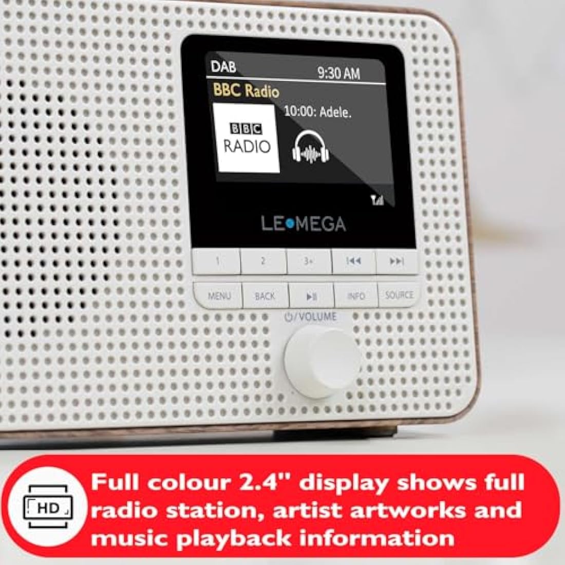 Internet Radio with DAB | Portable DAB+ Bluetooth Radio | Digital Radios Mains and Battery 12hr Play | FM,Podcast Player,Dual Alarm | 60 Presets,Headphone Jack, Colour Display | LEMEGA IR1 Walnut