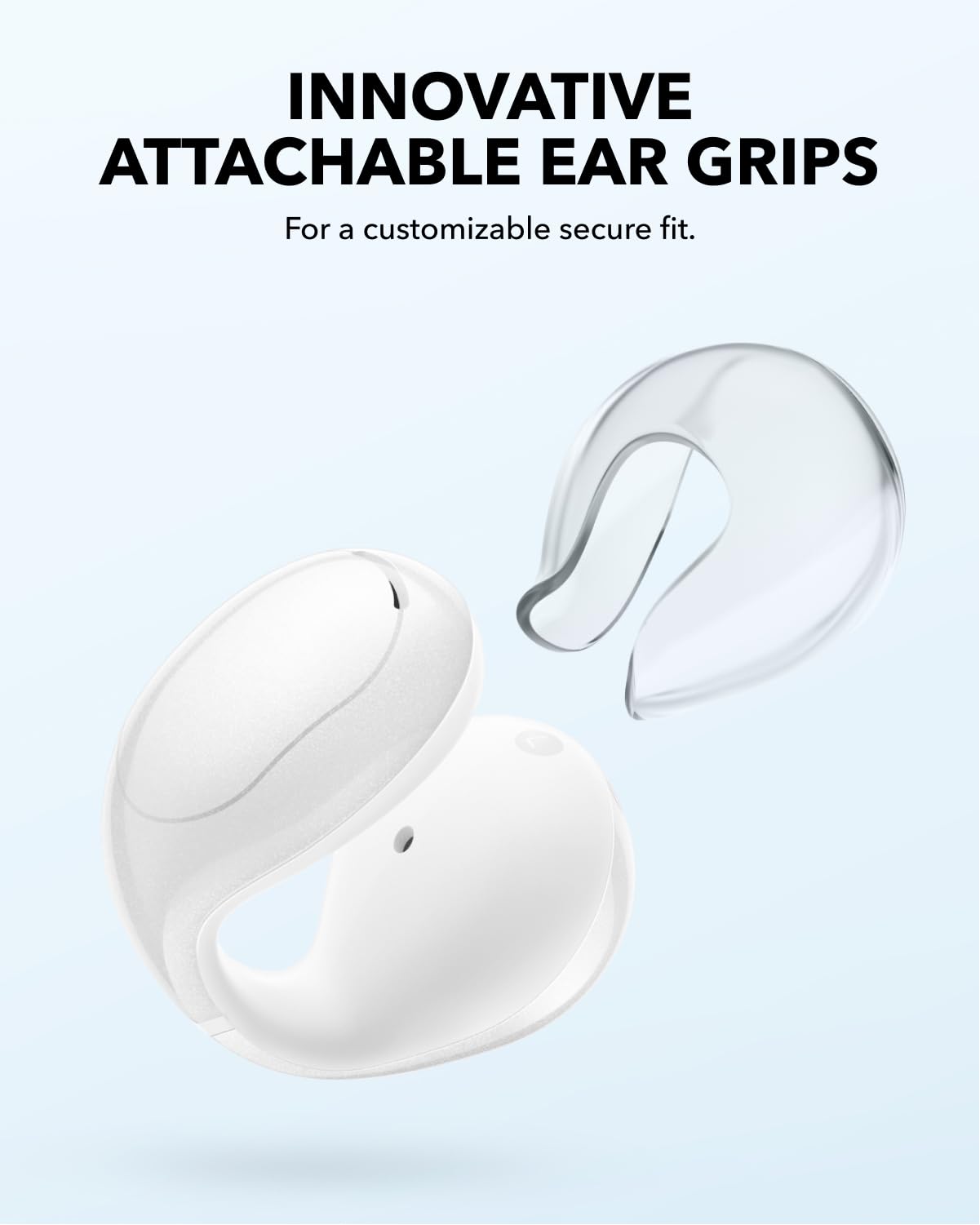 soundcore C30i by Anker, Open-Ear Earbuds, Clip-On Earphones, Lightweight Comfort, Stable Fit, Firm-Shell Design, Attachable Ear Grips, Big Drivers for Clear Audio, 30H Play, IPX4 Water-Resistant