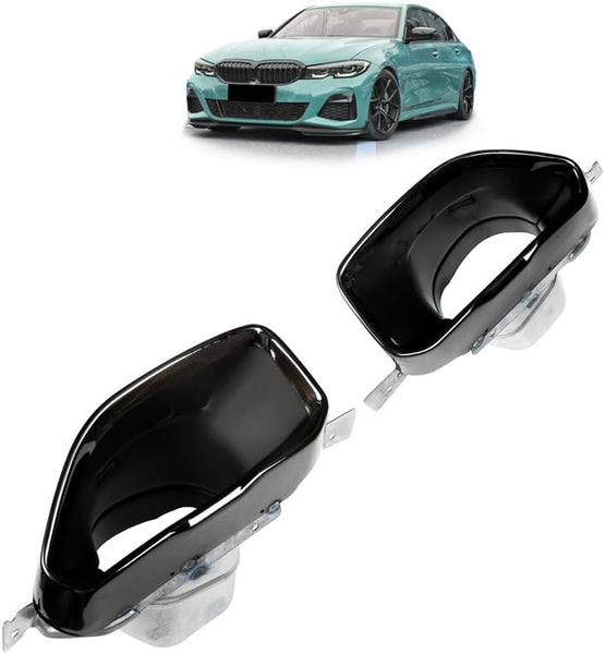 Oneway Set of custom-fit exhaust trims compatible with BMW 3-Series G20/G21 M-Pack 2018-2022 - Black stainless steel