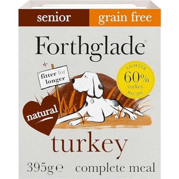 Forthglade Wet Dog Food (18 x 395g Trays) - Senior 7 Years+, Grain Free & Hypoallergenic Dog Food, Turkey with Vegetables, Stomach Sensitive Meals with Natural Ingredients