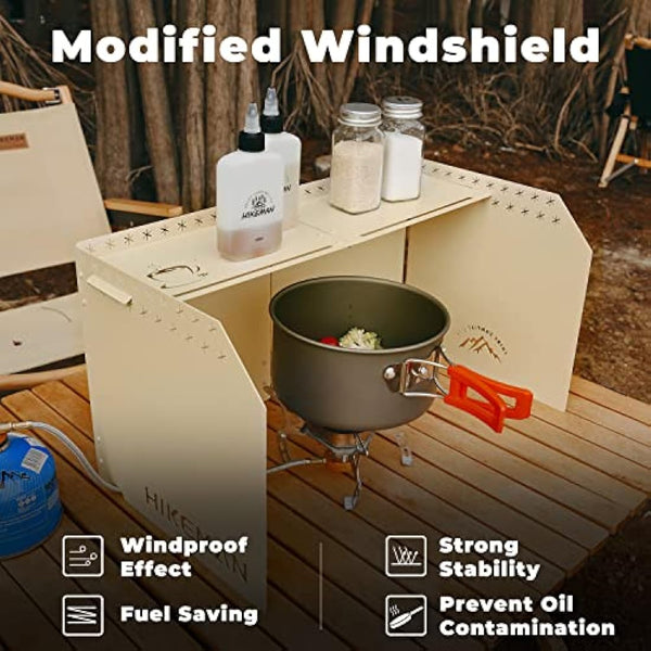 HIKEAMN Gas Stove Windshield - Folding Camping Stove Windshield Cooker WindScreen With a Storage Bag for Camping,Hiking,Picnic,Cooking（Black）