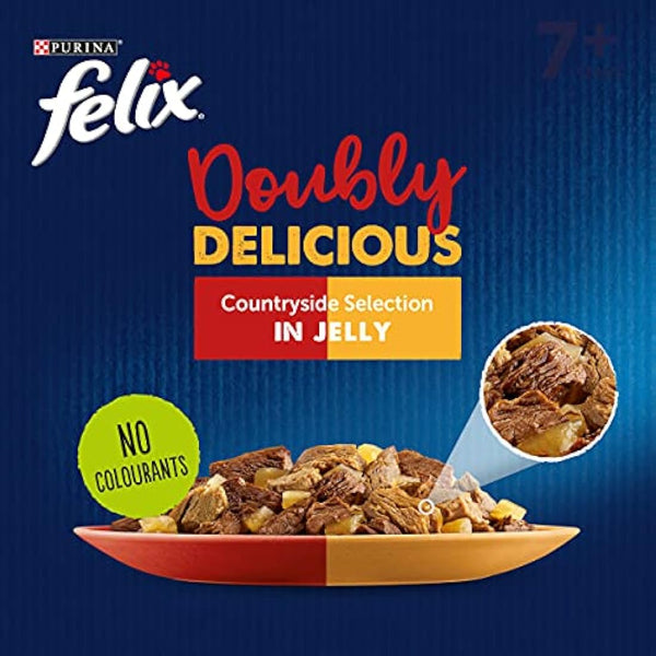 FELIX Doubly Delicious Meat Selection in Jelly Wet Cat Food 120x100g