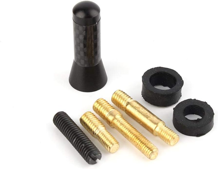 Car Short Antenna Aerial,3.5cm Carbon Fiber Screw Aluminum Car Short Decoration Antenna Universal replacement for Vehicle with External Antenna