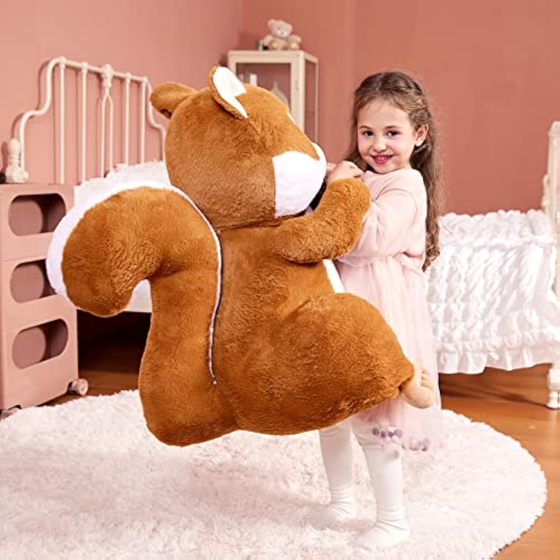IKASA Giant Squirrel Stuffed Animal Plush Toy,60cm Large Cute Jumbo Soft Toys,Huge Big Size Fluffy Plushy Fat Gigantic Plushie,Gifts for Kids