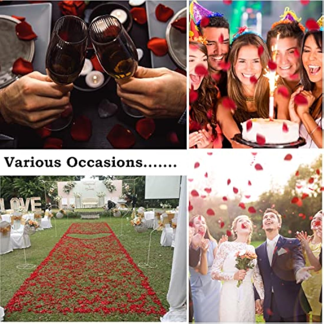 1000PCS Red Rose Petals for Bedroom, Artificial Rose Flowers Petals, Fake Rose Petals for Romantic Scenes Marry Me Decorations, Wedding Anniversary, Birthday and Other Decoration Scenes