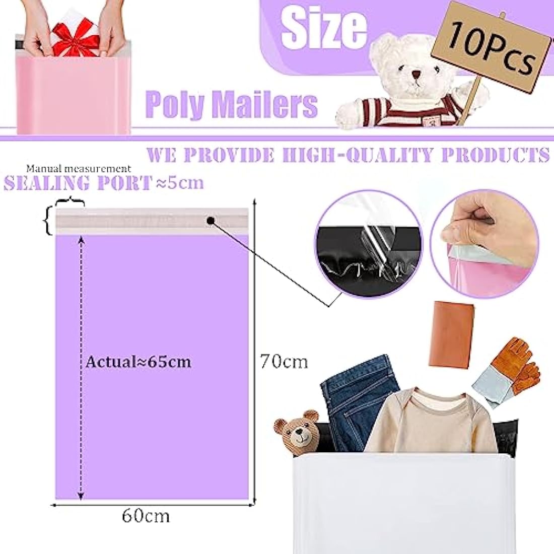 10pcs 60x70cm Purple Vinted Postage Bags Mailing Bags for Clothes,Mailing Poly Postal Self Seal Bags,Large Parcel Shipping Bags Strong Packaging Bag Delivery Bags Plastic Envelopes for Posting Clothes
