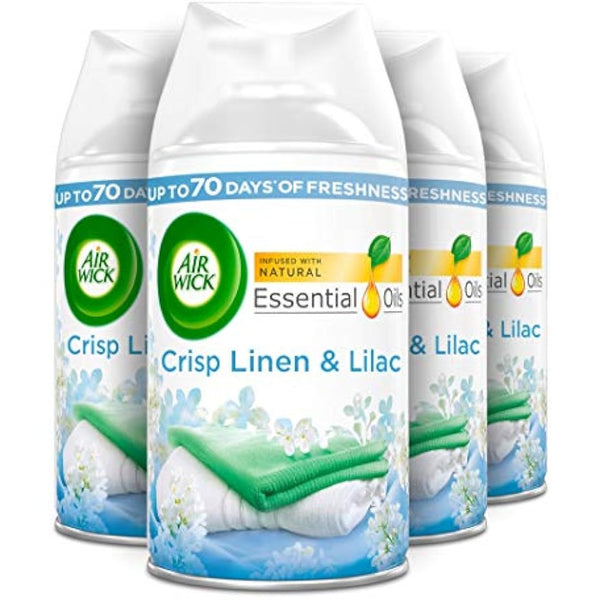 Air Wick Freshmatic Max Air Freshener Refill, 250 ml - Crisp Linen and Lilac, Pack of 4