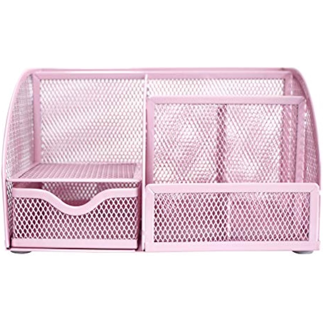 EXERZ Desk Organiser/Mesh Desk Tidy Caddy/Pencil Holder Multifunctional with 7 Compartments- Light Pink
