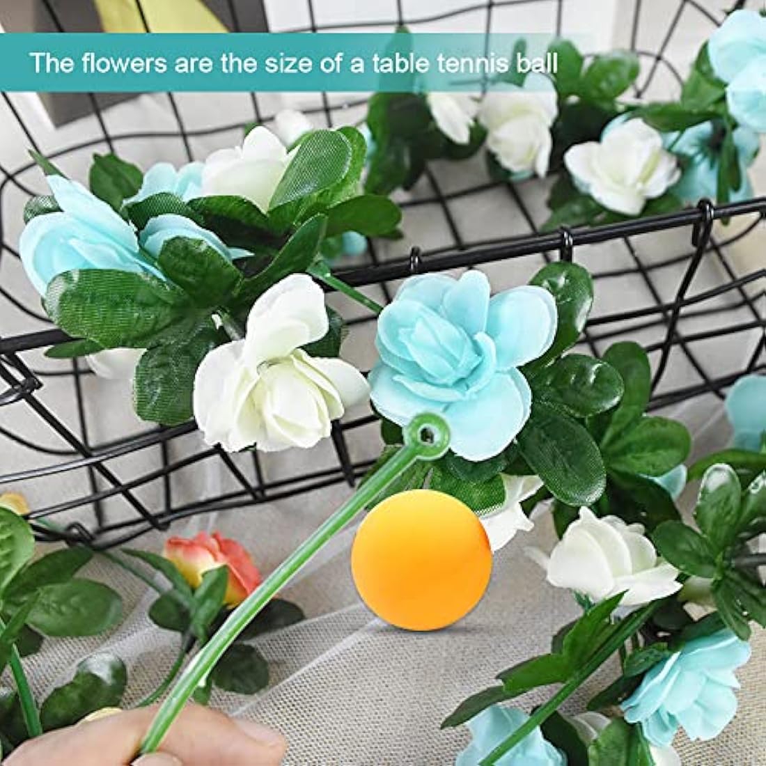 LumenTY 2 Pack 2.5 m Artificial Flower Vine Rose Garland Silk Fake Flowers Hanging Decor for Hotel Office Garden Home Party Wedding Festival Craft Art Decoration - Blue and White