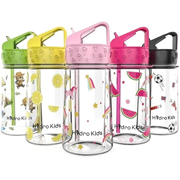 HydroKids Water Bottle with Straw – 400ml BPA Free Kids Water Bottles for School Travel Sports – Leakproof Childrens Drink Bottle for Girls Boys Childs…
