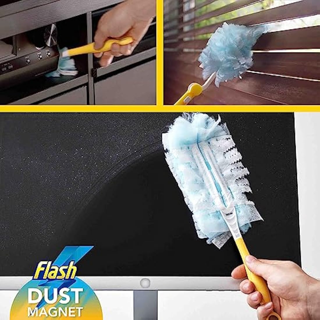 Flash Duster Dust Magnet Starter Kit, Dusters, 1 Handle + 14 Refills, Effective on 100% of Dust, Dust Magnet Refill